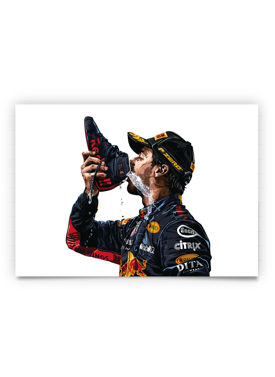 Daniel Ricciardo F1 Shoey Celebration Poster – OMAC Design