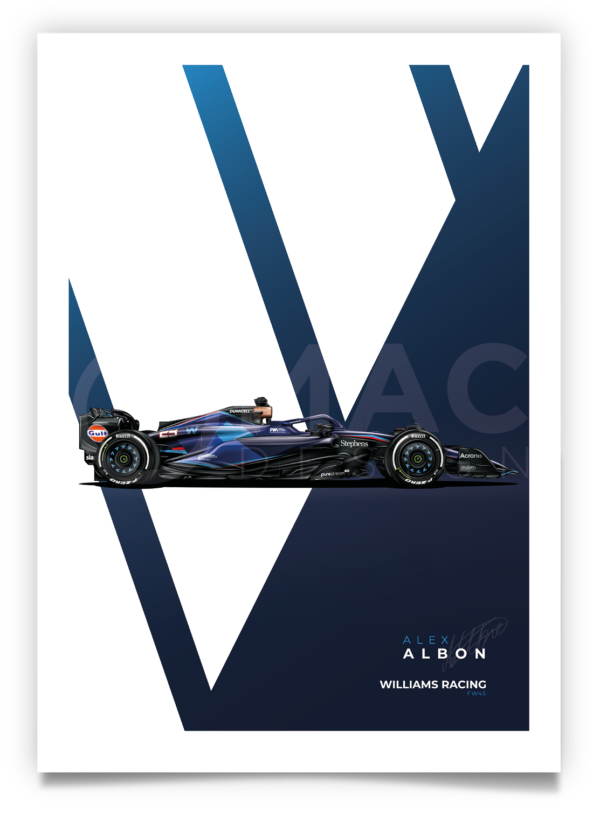 Poster of Alex Albon's FW45 as raced in the 2023 Formula 1 season.