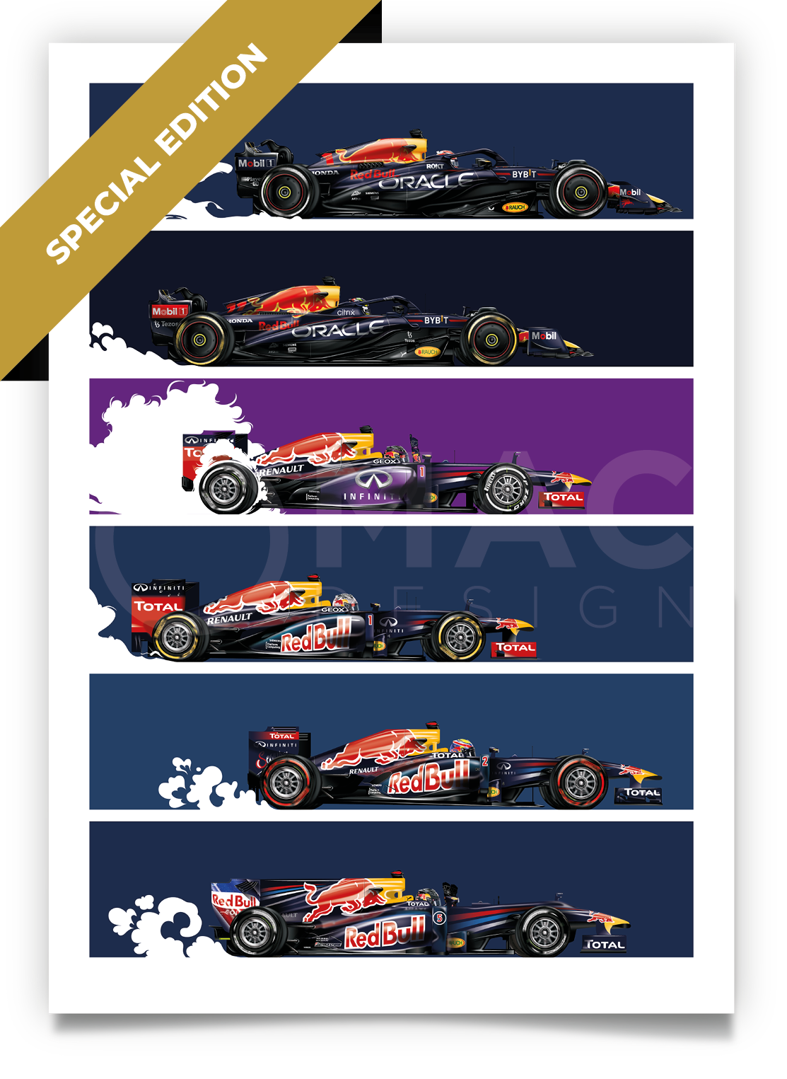 Red Bull Racing F1 Constructors Championships Poster OMAC Design
