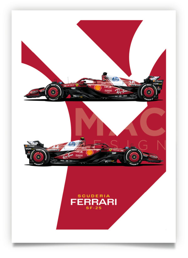 2025 Ferrari SF25 Formula 1 Poster - Image 4